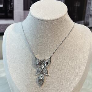 Nina Ricci Silver Crystal Butterfly Necklace